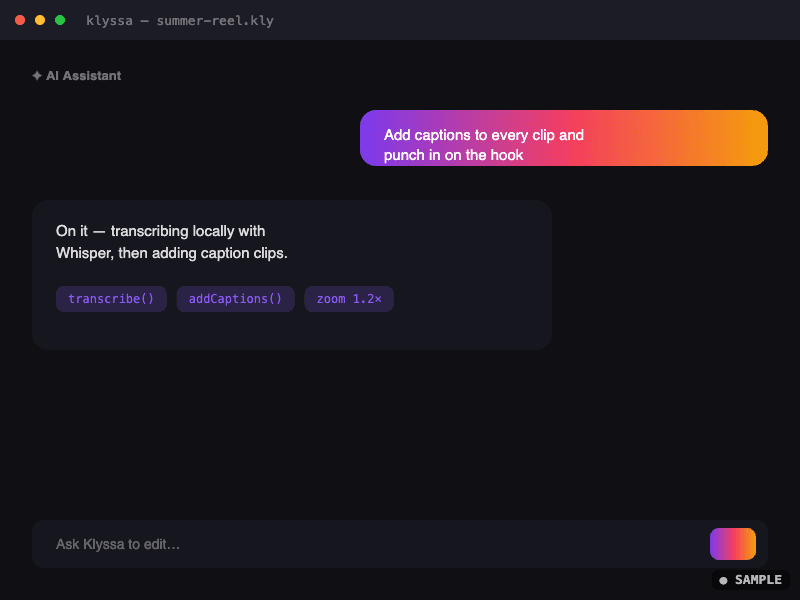 Klyssa AI assistant screenshot