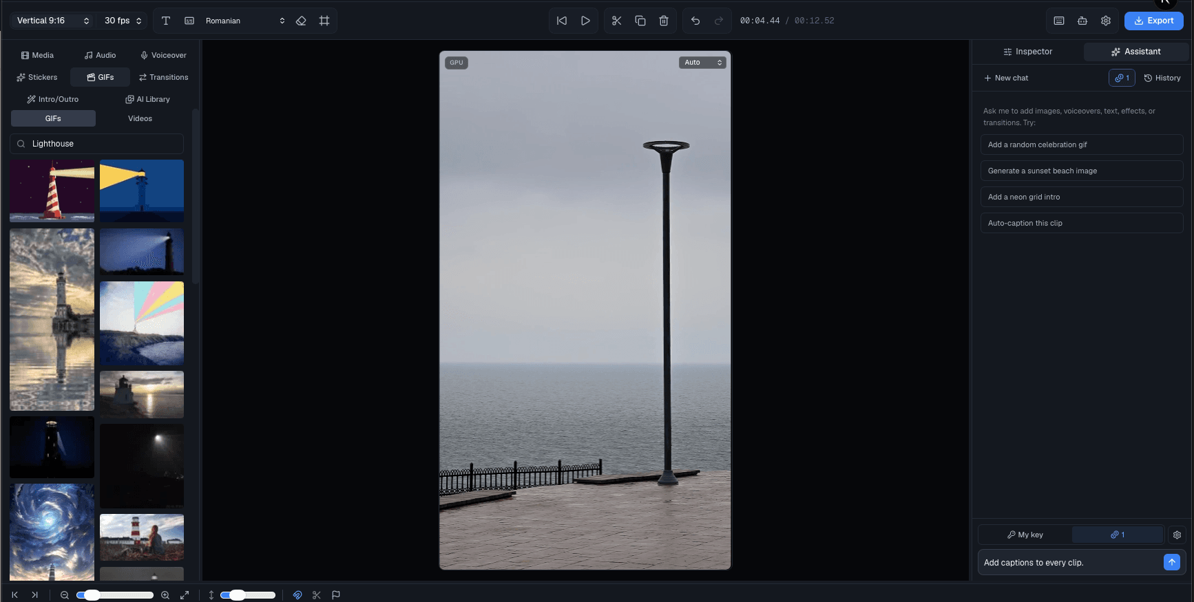 Vertical 9:16 preview of an edit in Klyssa